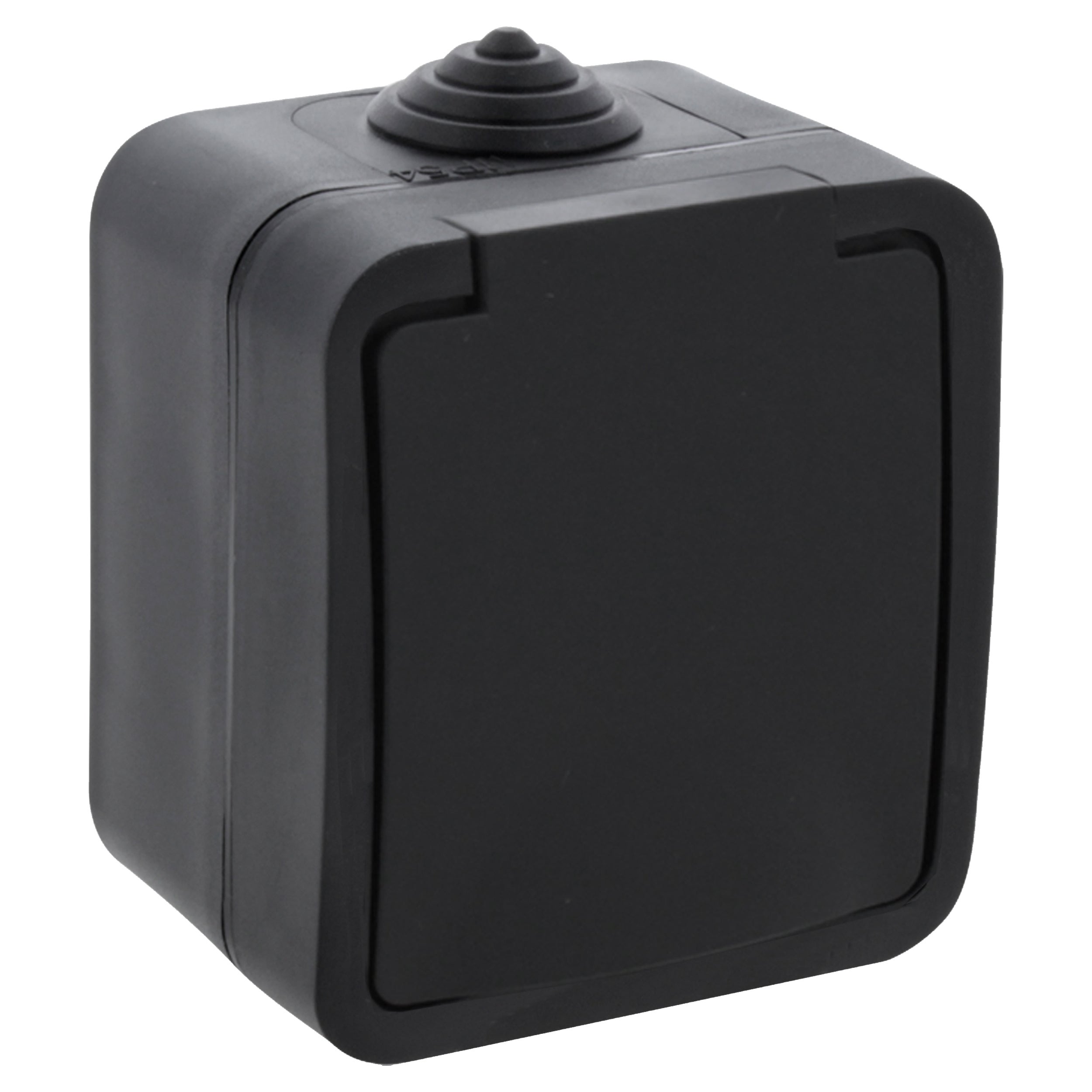 Contactdoos opbouw - 1-voudig - met randaarde - spatwaterdicht IP54 - zwart