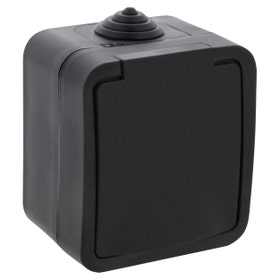 Contactdoos opbouw - 1-voudig - met randaarde - spatwaterdicht IP54 - zwart