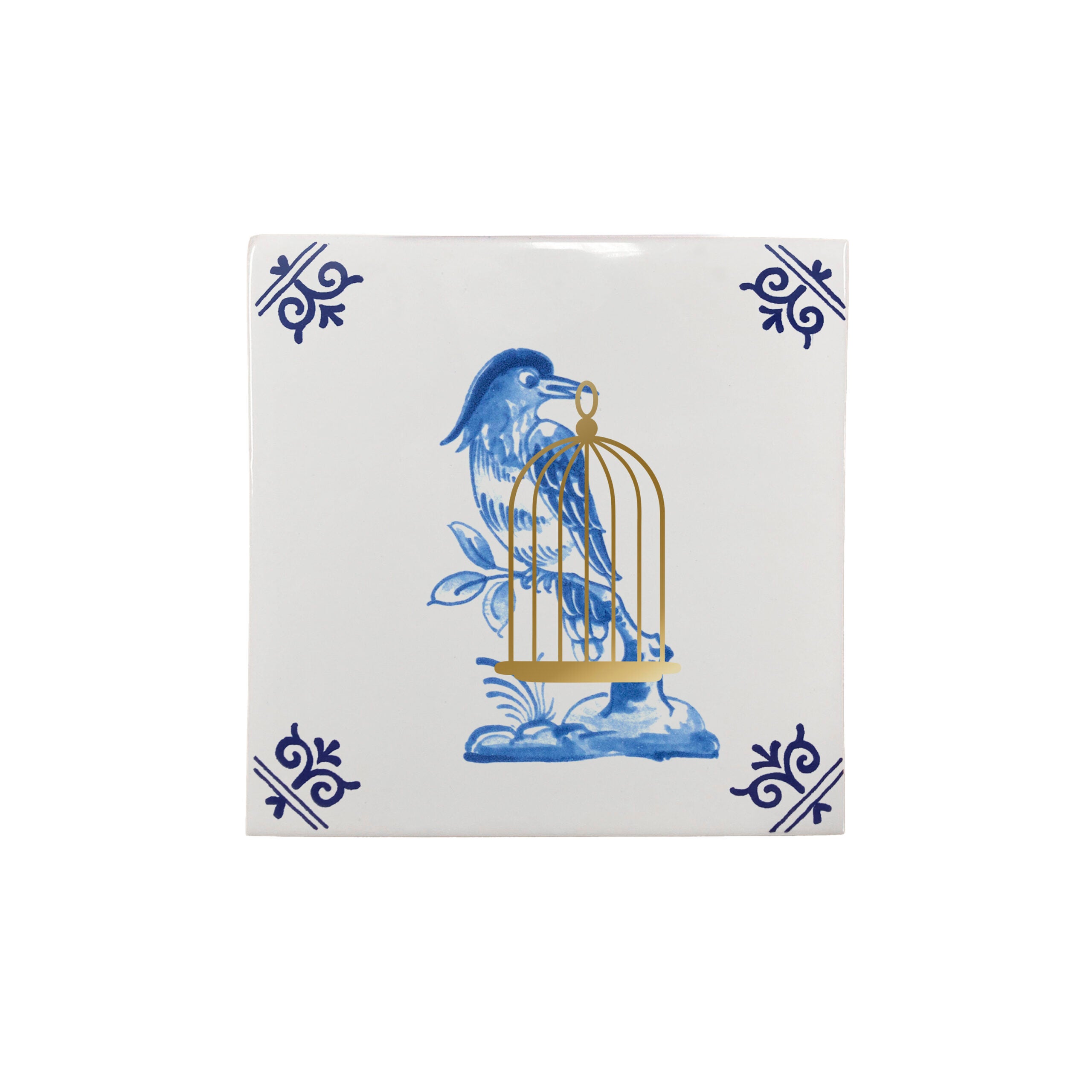 Ornament - Goldie Tiles Gouden Kooi - Royal Blue/Gold