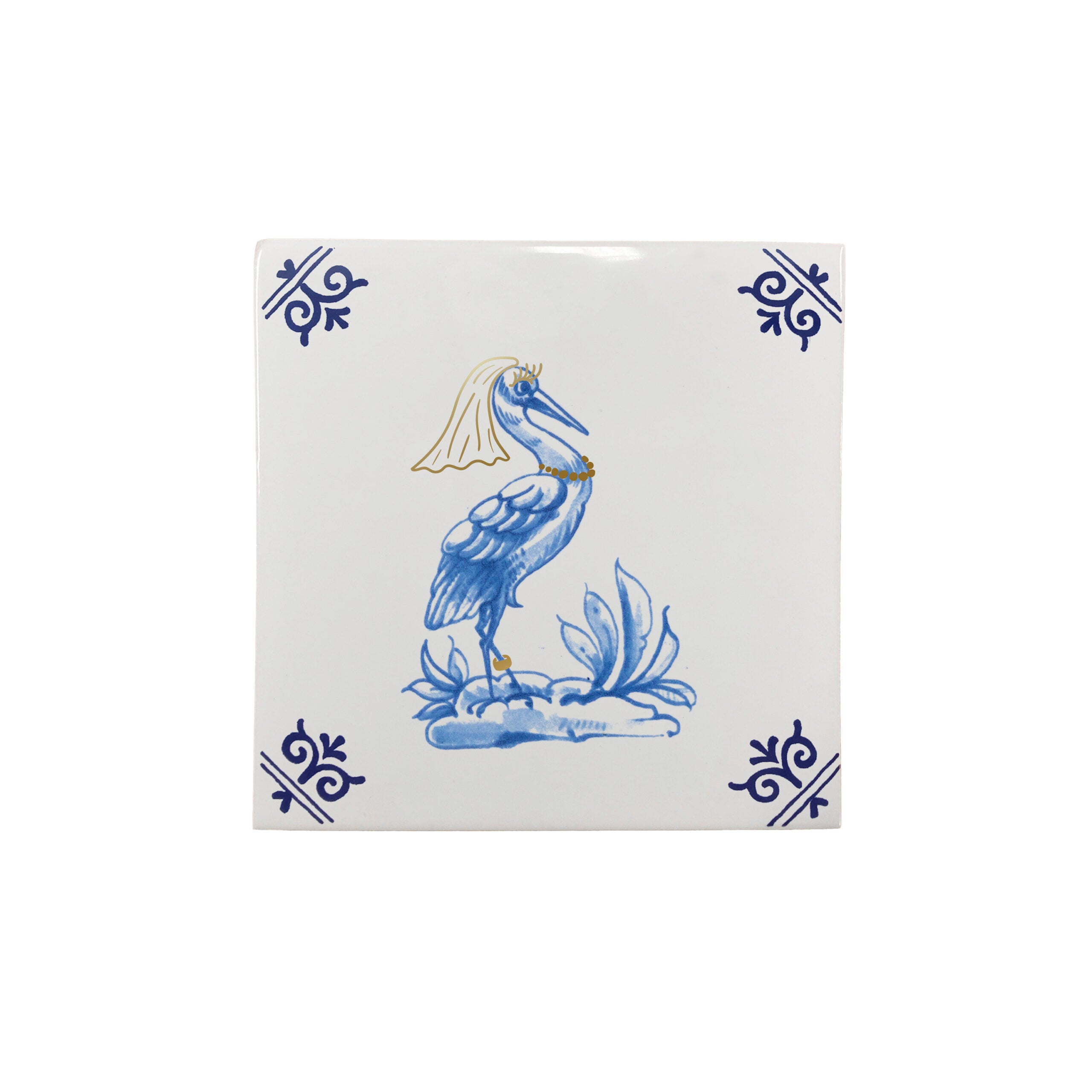 Ornament - Goldie Tiles Bruid links - Royal Blue/Gold 