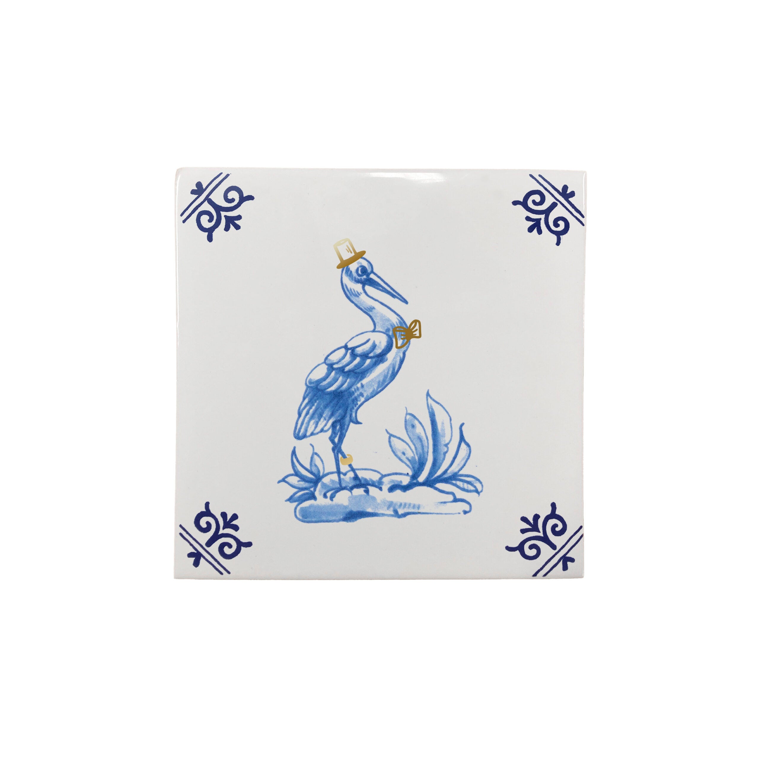 Ornament - Goldie Tiles Bruidegom links - Royal Blue/Gold