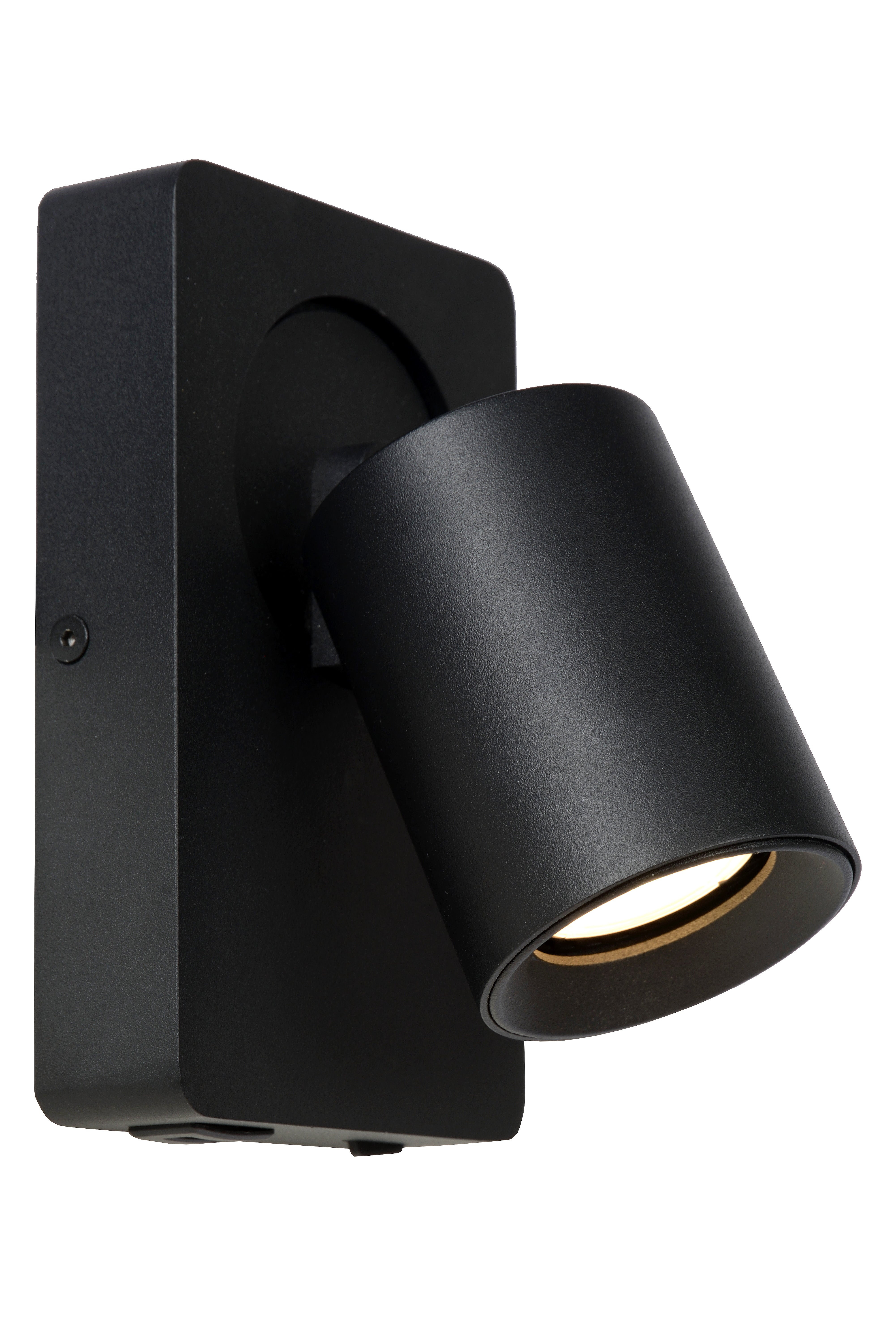 Wandspot - NIGEL LED Dimb. GU10 1x5W 2200K/3000K Met USB oplaadpunt  - Zwart