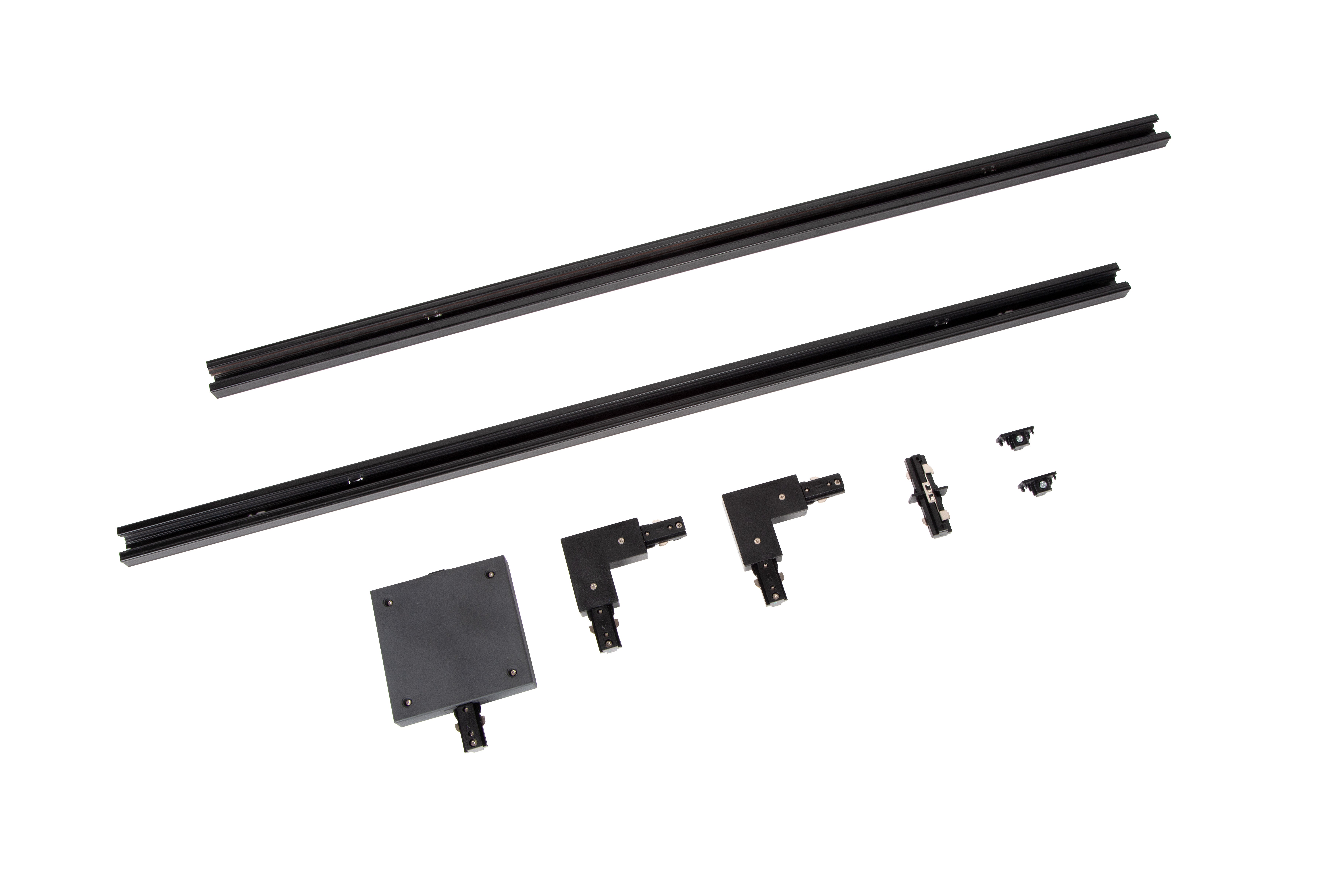 Railverlichting - TRACK Starterset - 1-fase Railsysteem / Railverlichting - 2 meter - Zwart
