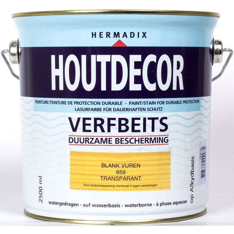 Hermadix houtdecor verfbeits transparant blank vuren 659 2,5 l