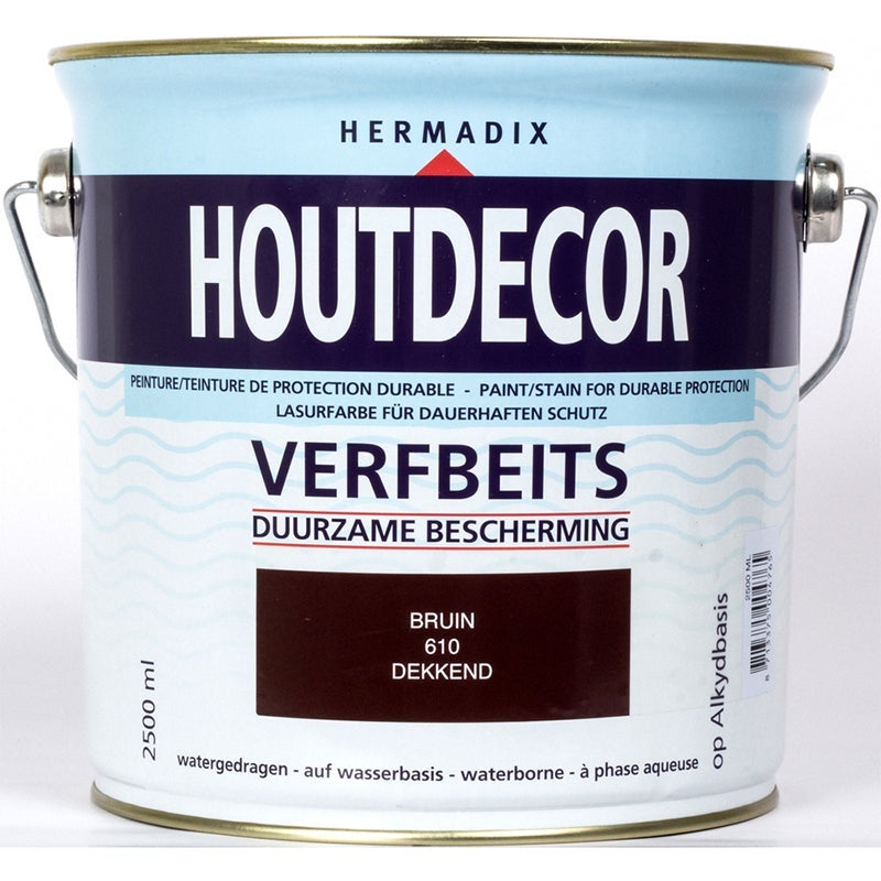 Hermadix houtdecor verfbeits bruin 610 2,5 l