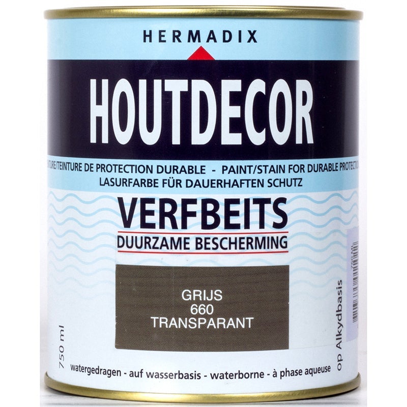 Hermadix houtdecor verfbeits transparant grijs 660 750 ml