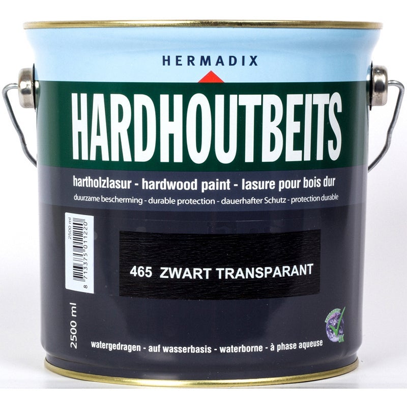 Hermadix hardhoutbeits zwart transparant 465 2,5 l