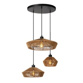 Hanglamp - Yunkai Ø 60 Cm 3Xe27 - Licht Hout