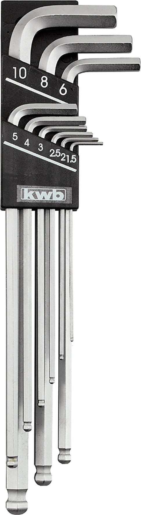 Kwb inbus- stiftsleutelset lang model 9-delig
