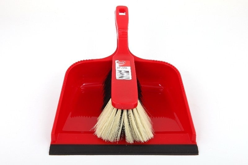 Ibex stoffer en blik plastic rood