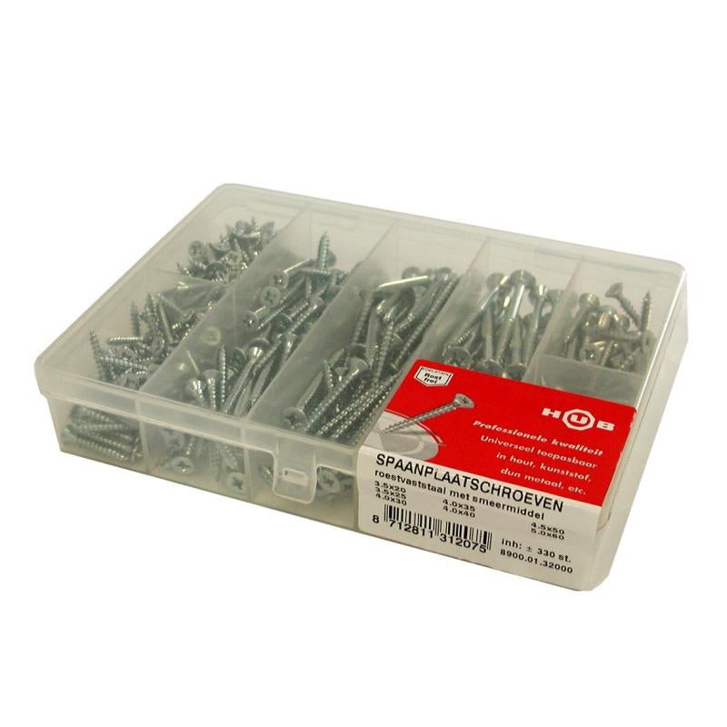 Hub spaanplaatschroef pz pk rvs 7-vaks organizer