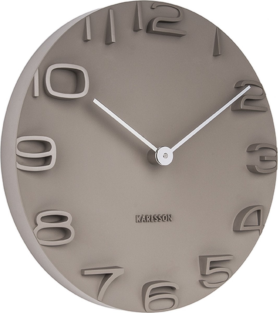 Wandklok - On the edge - Ø42cm - Warm Grijs met chromen wijzers