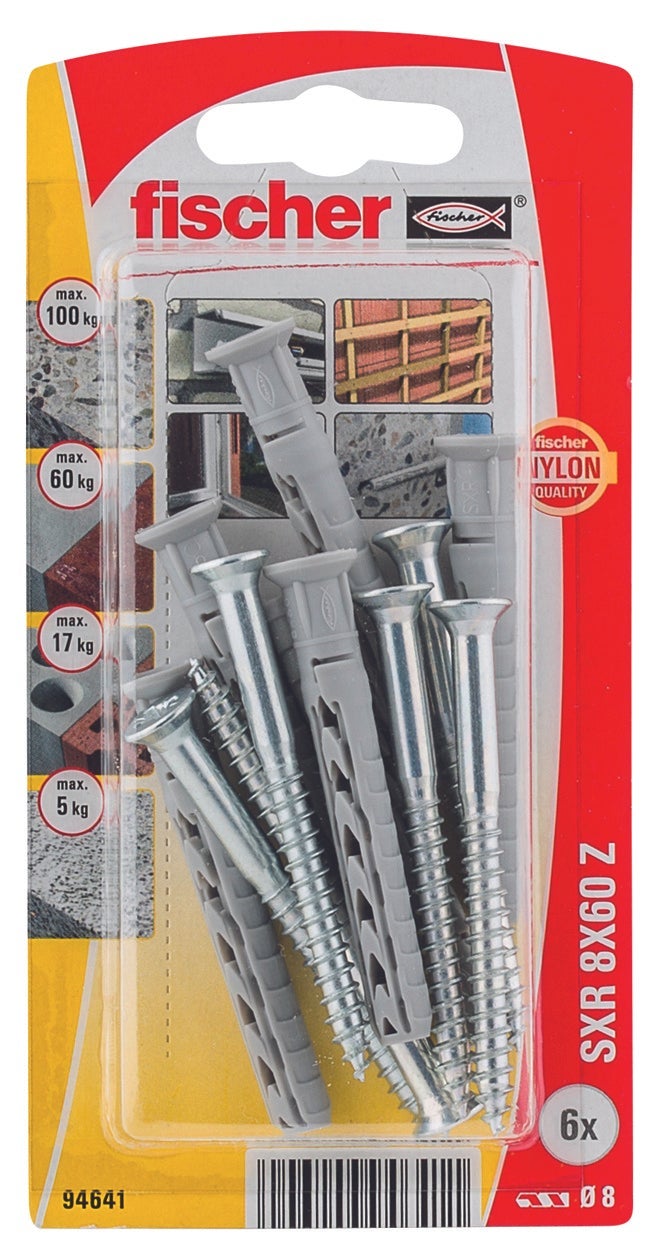 Fischer kozijnplug sxr 8 x 60 sk 6 stuks