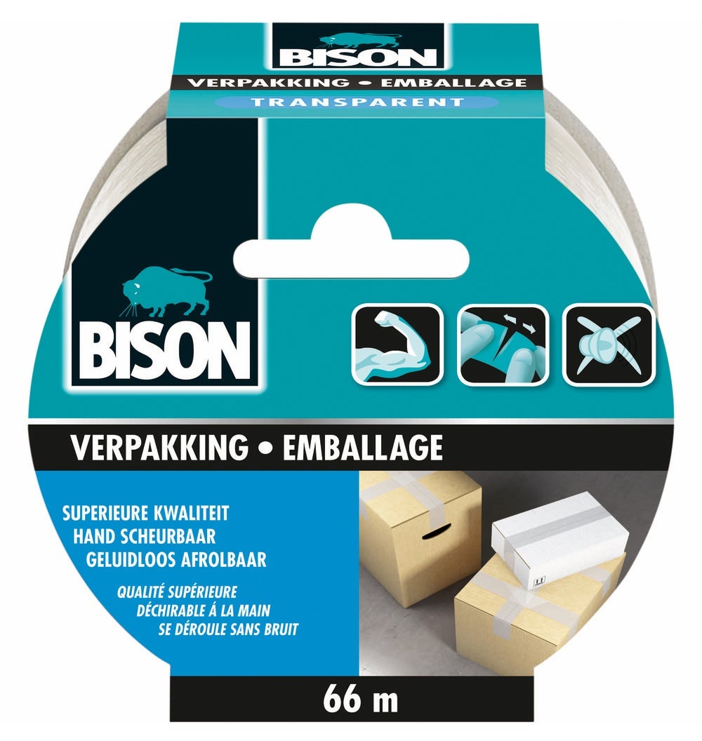 Bison verpakkingstape transparant rol ¡66 m