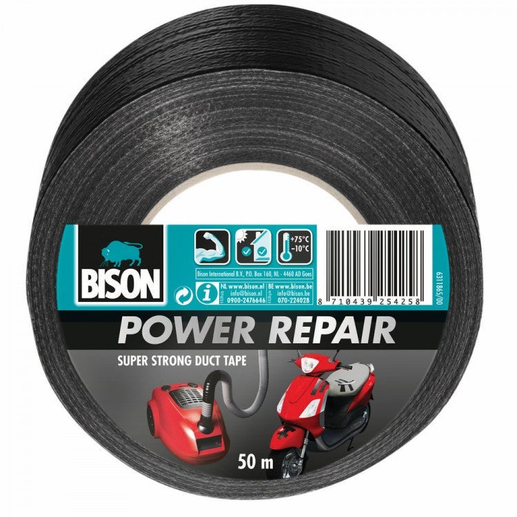 Bison power repair tape zwart rol ¡50 m