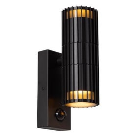 Wandspot Buiten - TIMBALA 2xGU10 IP44 Beweging & dag/nacht sensor - Zwart