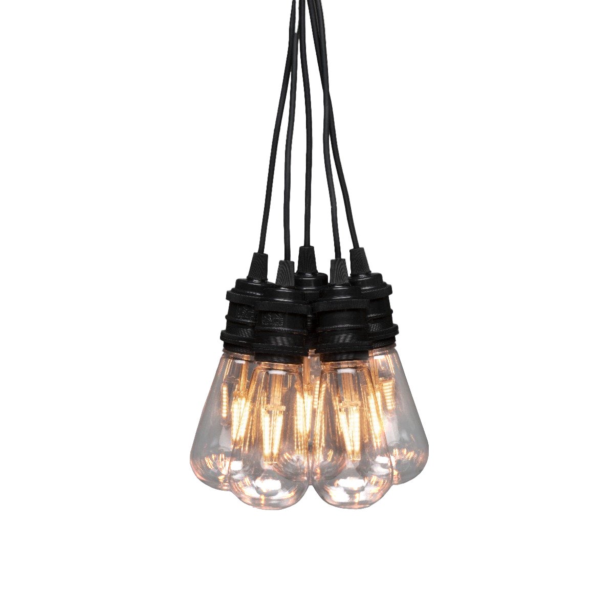Lichtsnoer - Edison filament led dimbaar - Zwart/transparant 