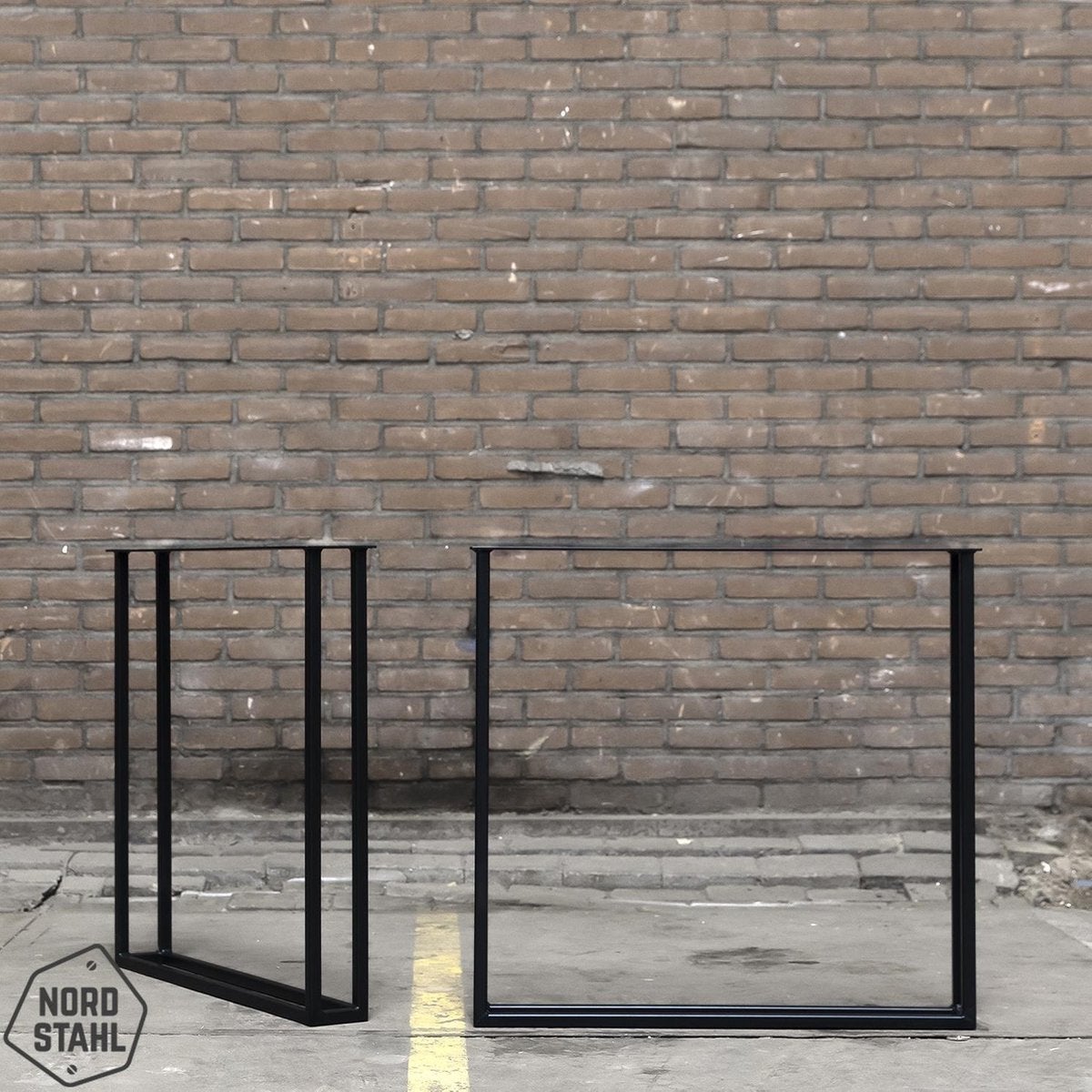 Tafelpoot - Twin U Leg Staal 1 stuk - Zwart