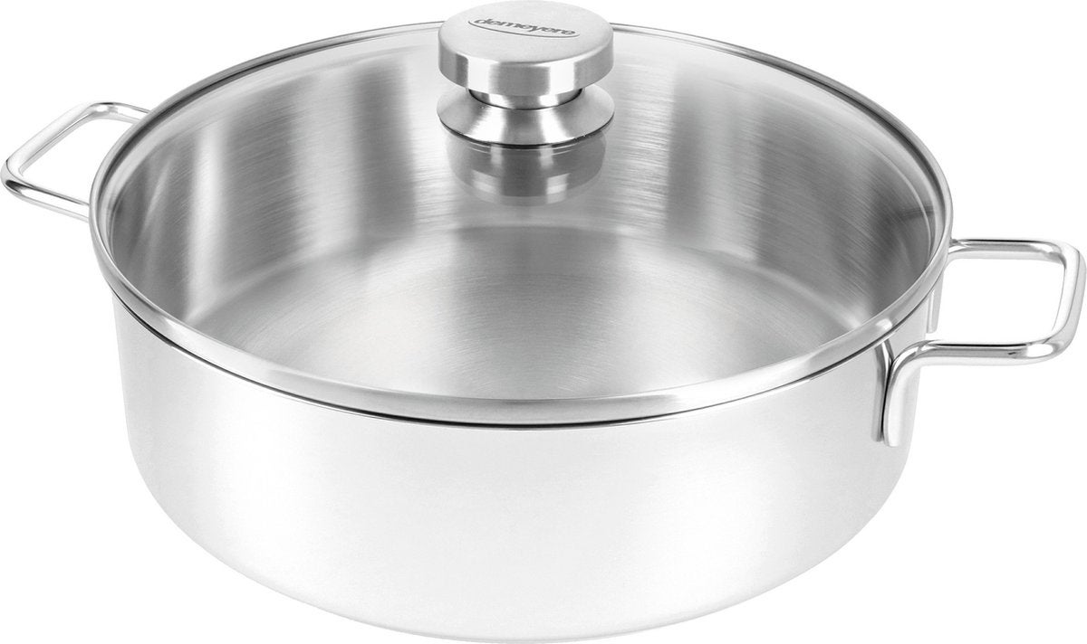 Lage kookpan - Apollo 7 Ø24cm met glazen deksel  - RVS