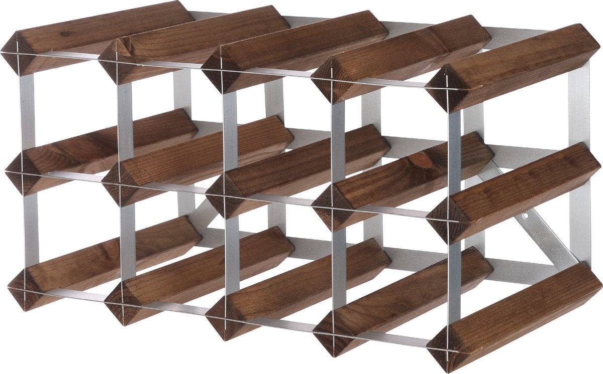 Wijnrek - Traditional - 12 flessen 22,8 x 42 x 22,8 centimeter - Donkere Eik 