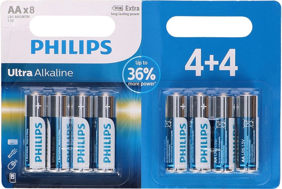 Batterij - Ultra alkaline AA - 4+4 stuks
