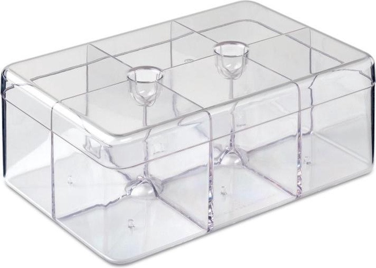 Theedoos - 6 vakken - Transparant