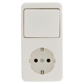Wandcontactdoos - Opbouw combinatie wissel 1-voudig geaard - Wit