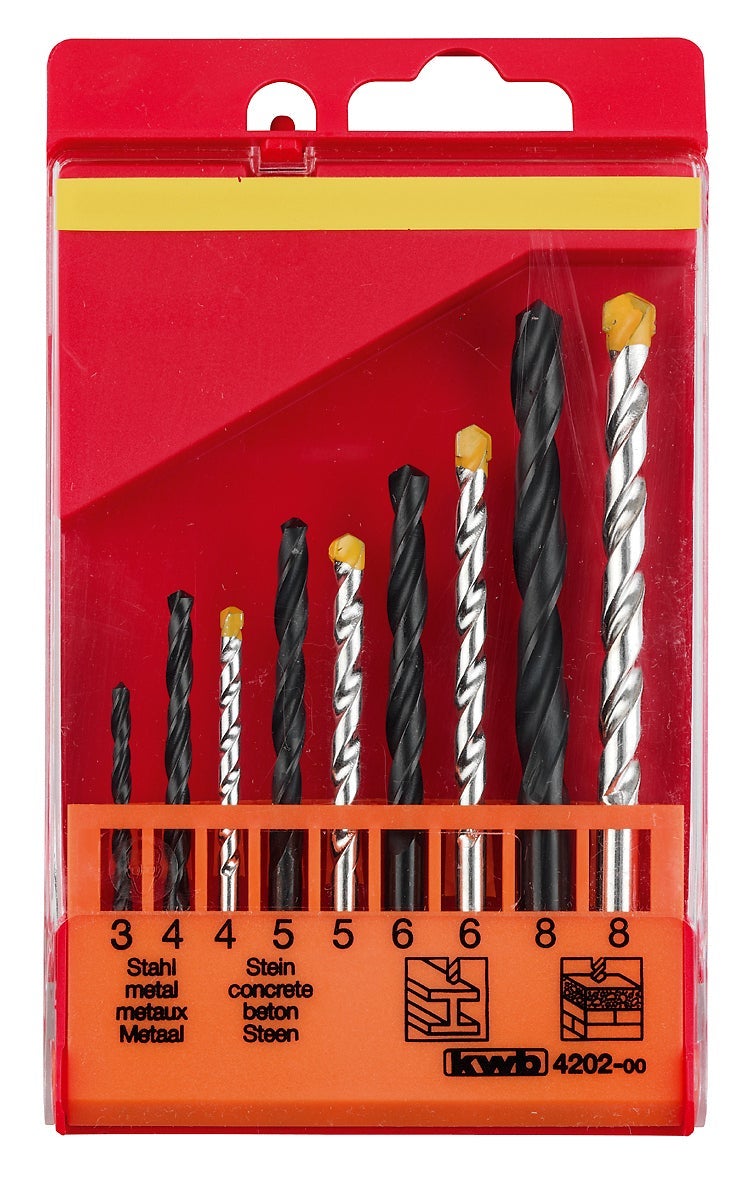 Kwb steen en metaal borenset hss 3 - 8 mm 9-delig