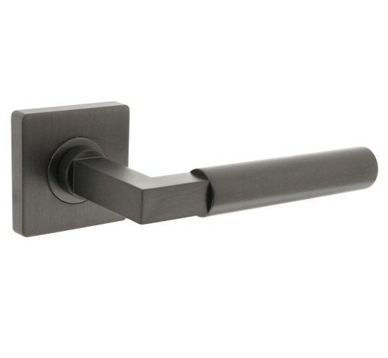 Deurkruk - Bau-stil op vierkant rozet - Antracietgrijs