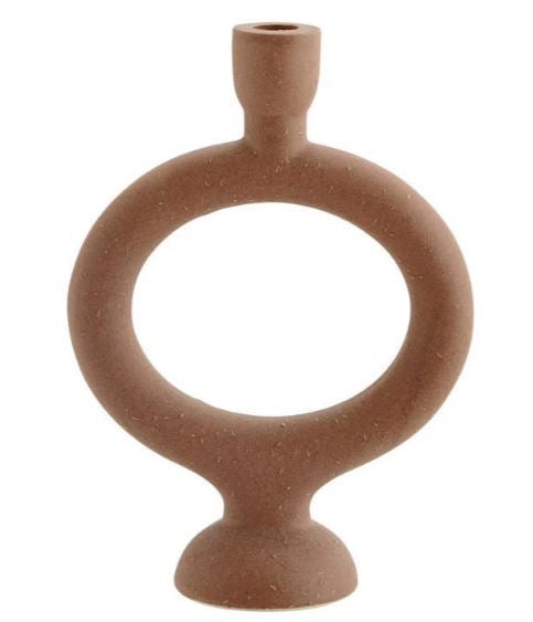 Kandelaar - Stoneware - Bruin
