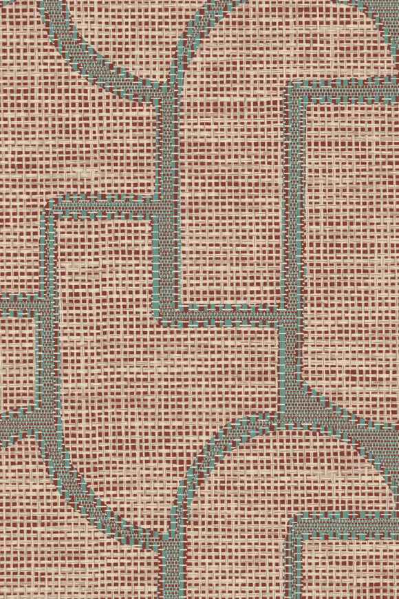 Vliesbehang - Esparto Iberico Terra Teal - 8,50 m x 70 cm.