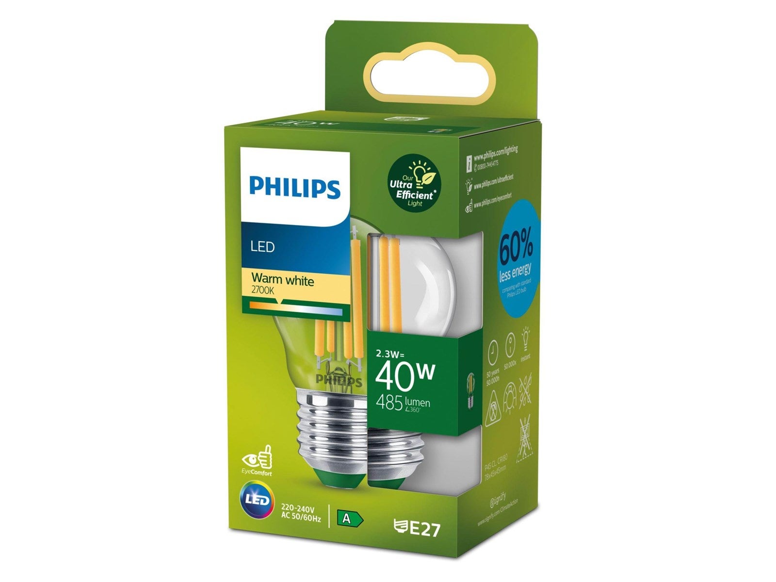 Ledlamp - Filament P45 E27 2,3W - Warm white