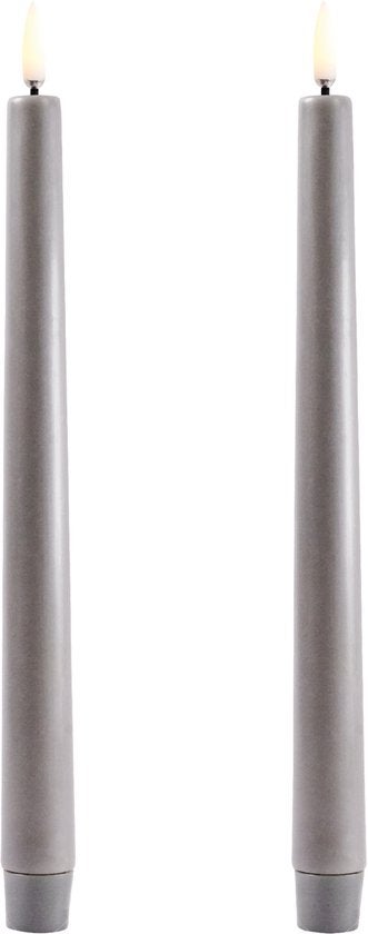 LED Kaars - 25 cm 2-Stuks - Grijs