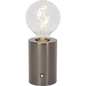 Tafellamp - Vivo Ø8cm LED oplaadbaar E27 1W 2700K - Mat zwart chroom