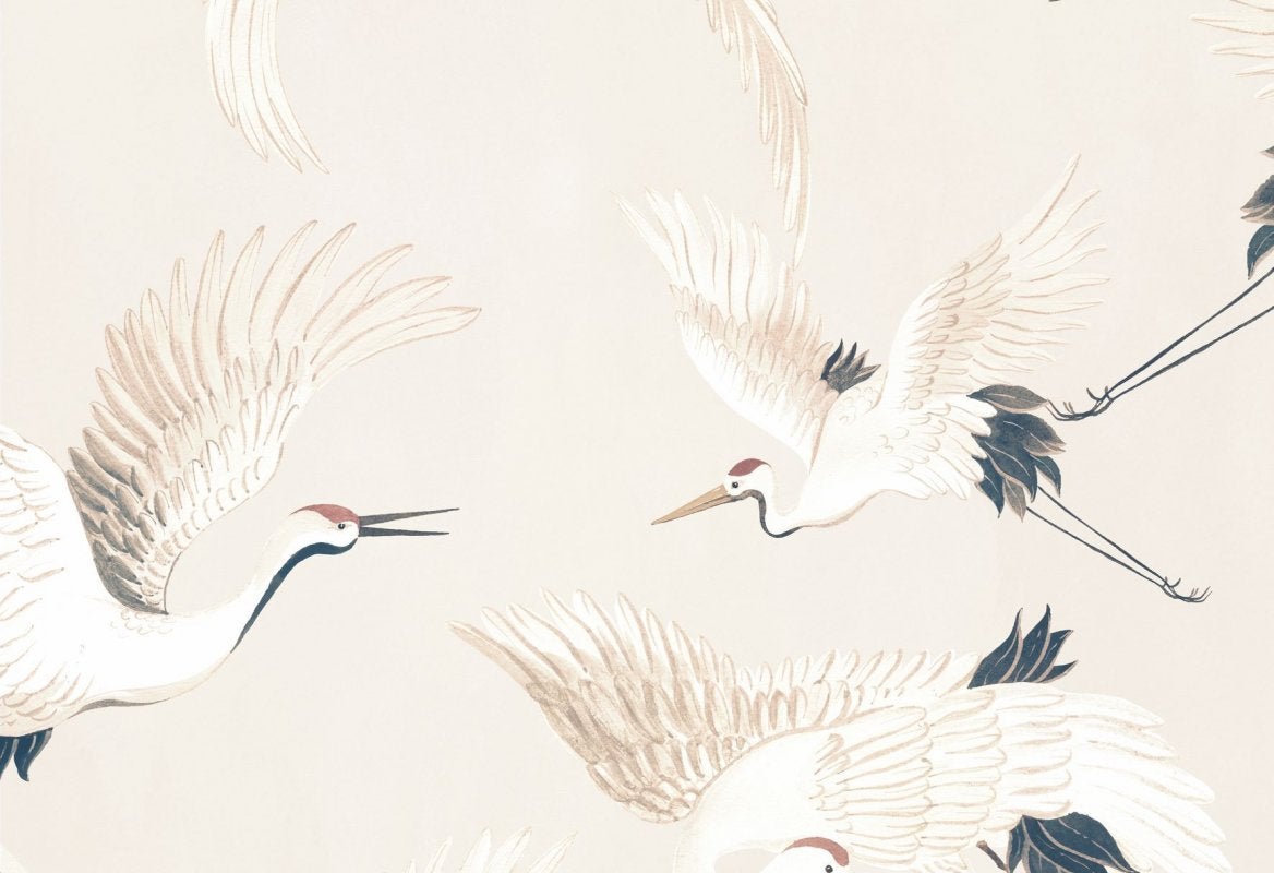 Vliesbehang - Marta Cortese Cranes Multicolor - 10,05 m lang x 53 cm breed
