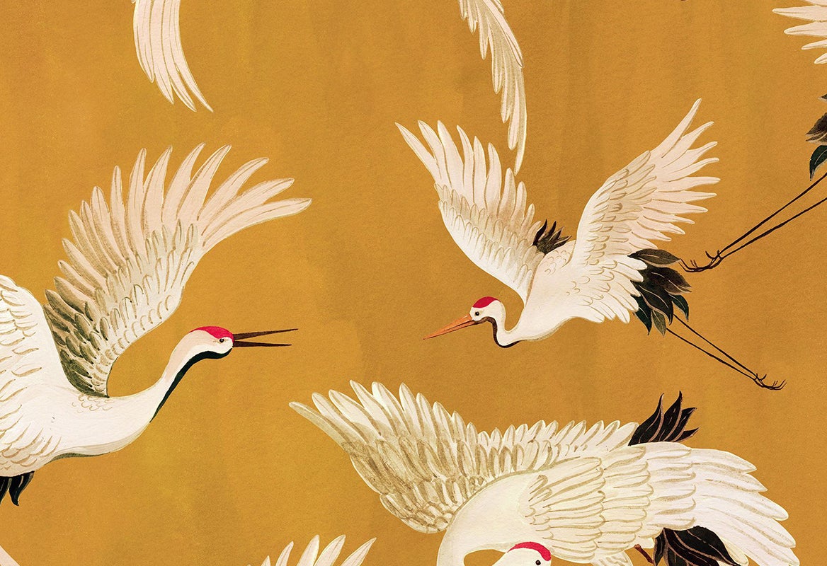 Vliesbehang - Marta Cortese Cranes Multicolor - 10,05 m lang x 53 cm breed