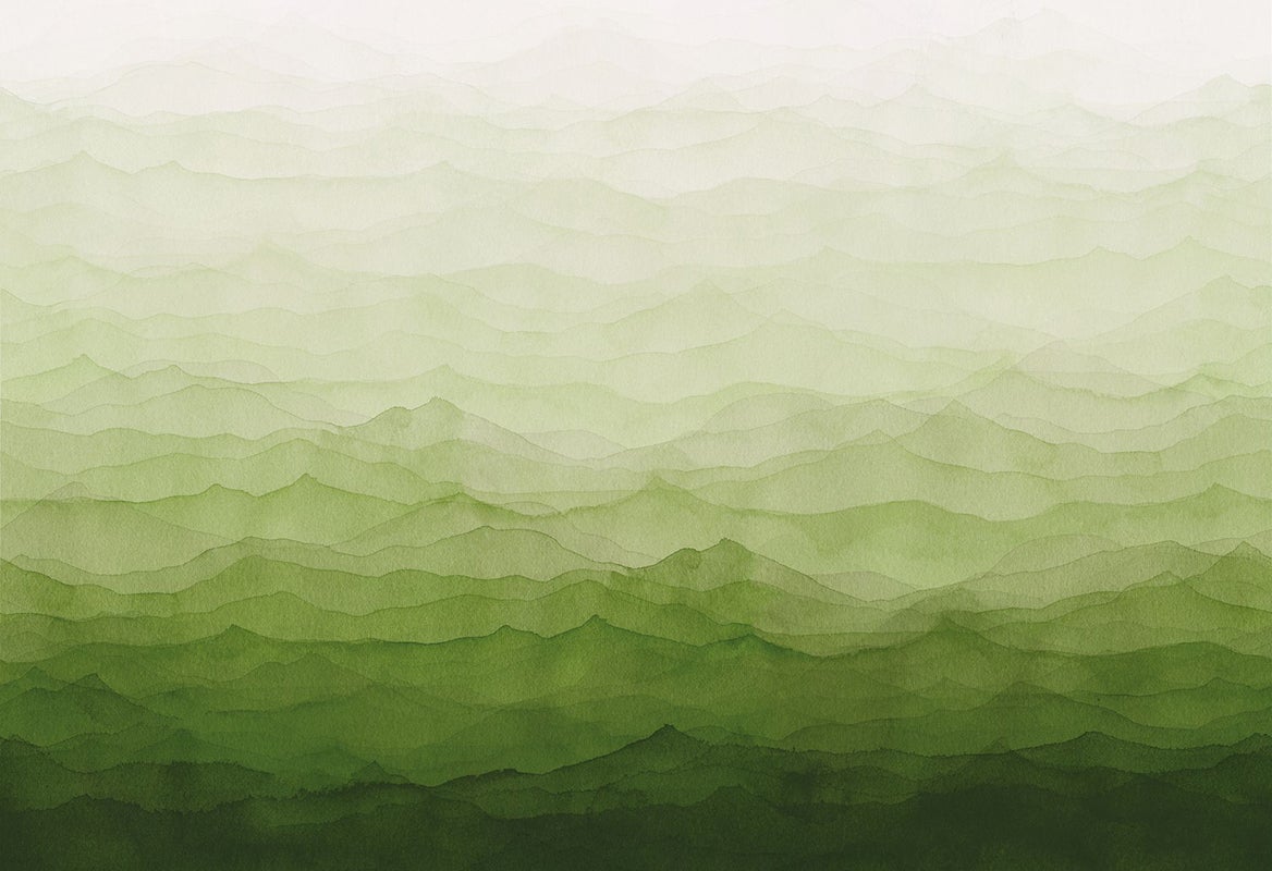 Vliesbehang - Marta Cortese Mist Groen - Panorama van 300 cm x 318 cm