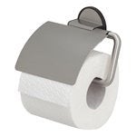 Tune Toiletrolhouder met klep RVS geborsteld / Zwart