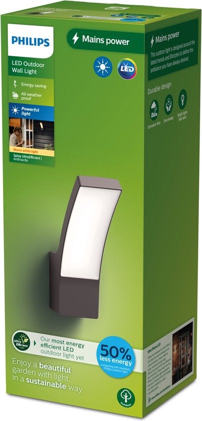 Wandlamp - Splay 3,8W warm wit licht - Antraciet