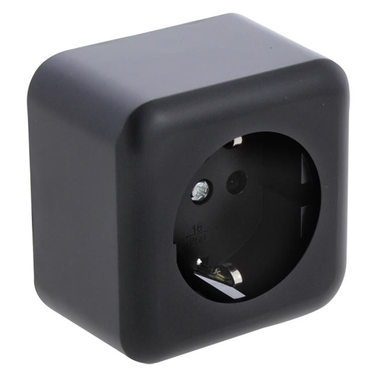 Wandcontactdoos - Opbouw 1-voudig - Zwart