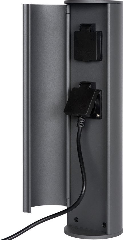 Buitenstopcontact / stroompaal Buiten - POWERPOINT Stopcontacten met randaarde Type F EUR/RUS standaard Ø 10 cm  - Antraciet