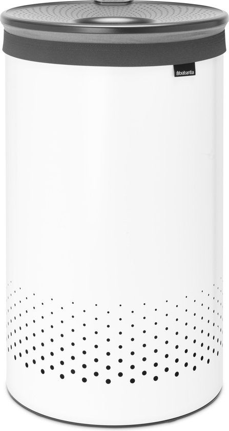 Wasmand - Wasbox met kunststof deksel 60L - White/Dark Grey