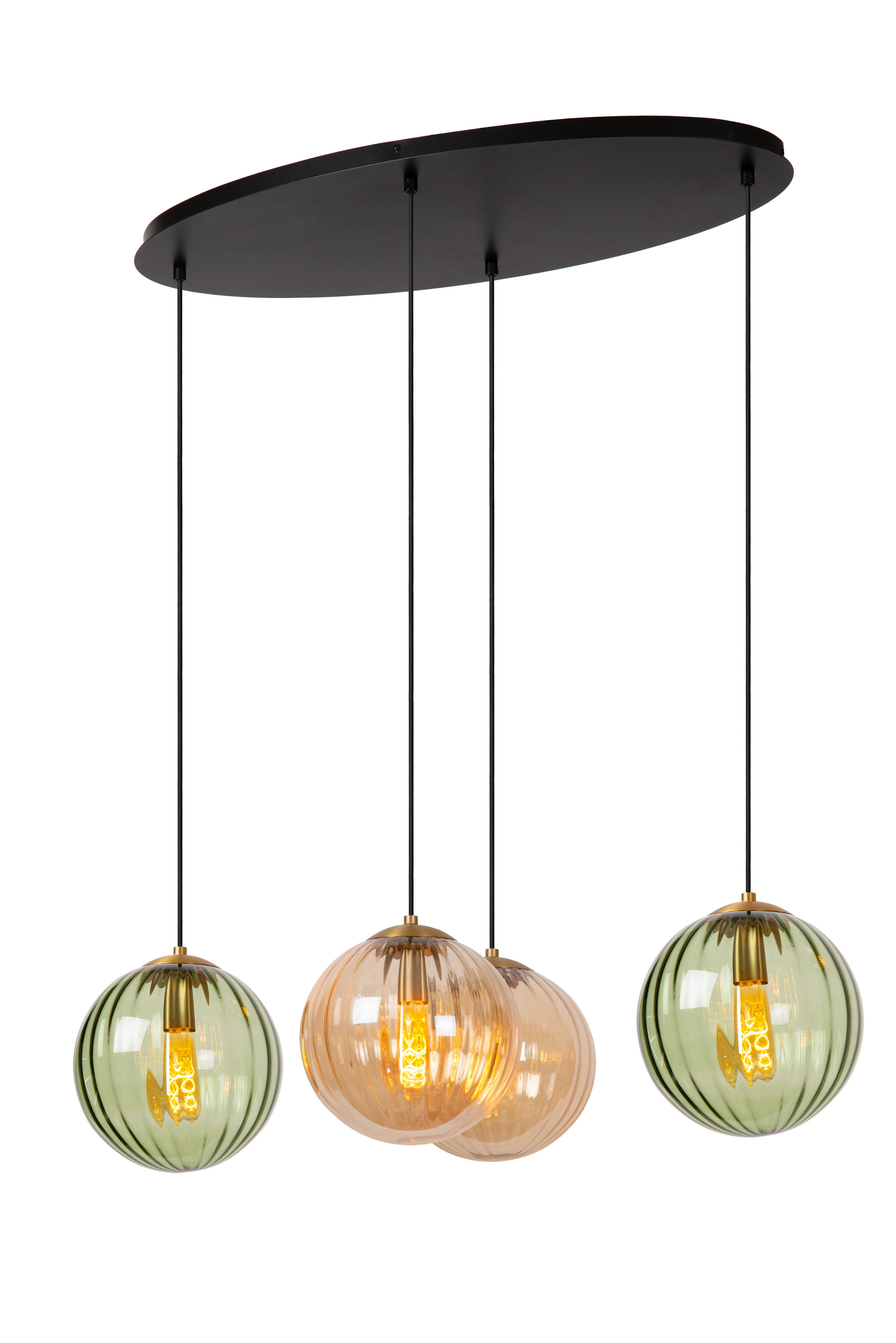Hanglamp - MONSARAZ 4xE27  - Groen/Amber 