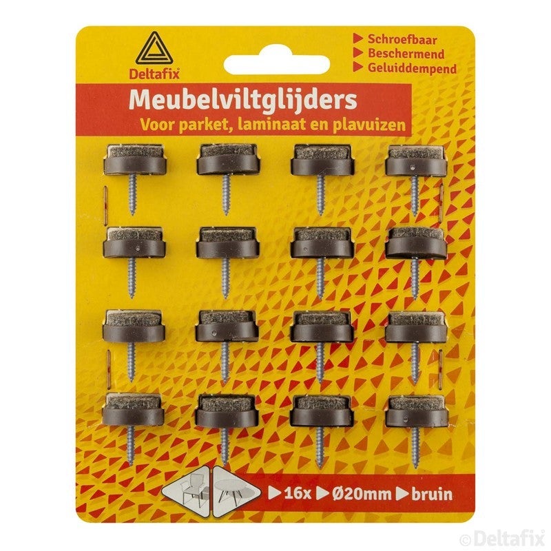 Meubelviltglijders met schroef bruin 20mm