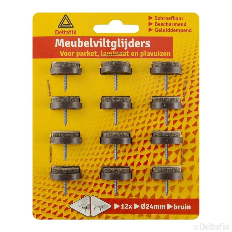 Meubelviltglijders met schroef bruin 24mm