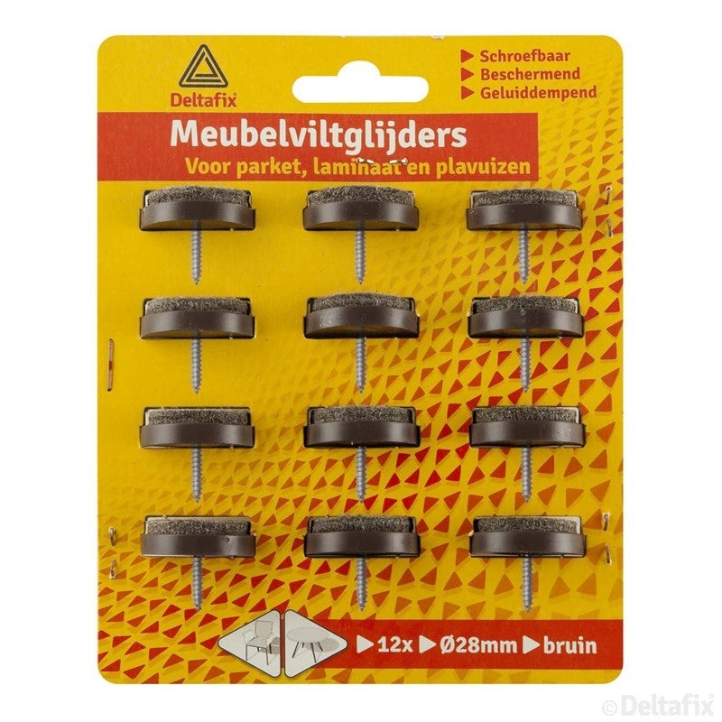 Meubelviltglijders met schroef bruin 28mm