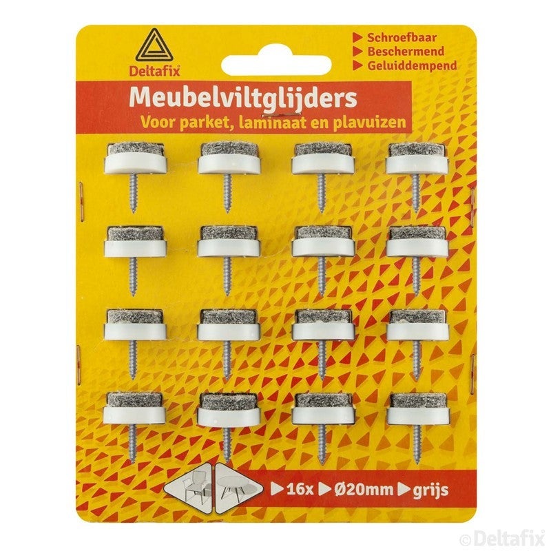 Meubelviltglijders met schroef grijs 2mm