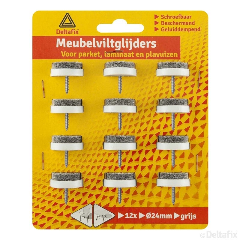 Meubelviltglijders met schroef grijs 24mm