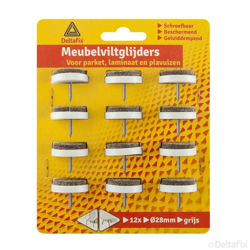 Meubelviltglijders met schroef grijs 28mm