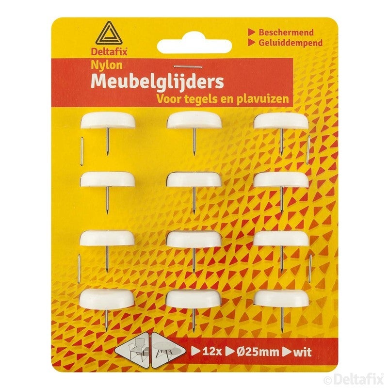 Meubelglijders - Nylon 12 stuks - Wit 